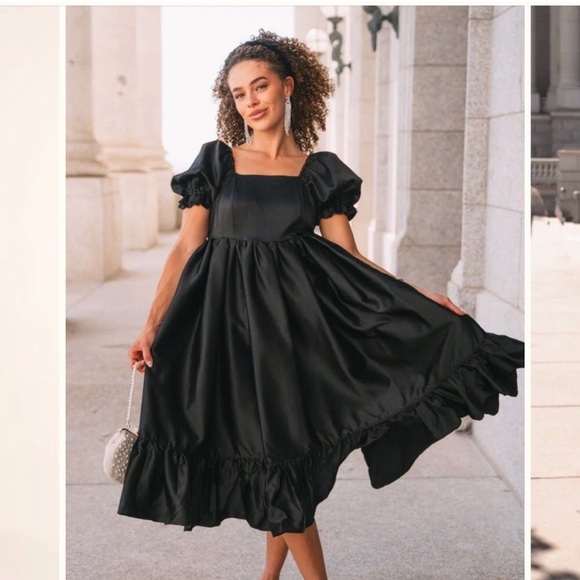 Ivy City Co Dresses & Skirts - Ivy City Co Coco Black Midi Puff Dress